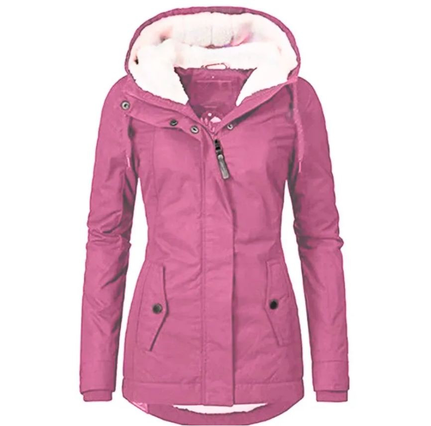 Waterproof Mountaineering Hooded Winter Long Sleeve Solid Color Tops Zipper Outdoor Jacket for Women