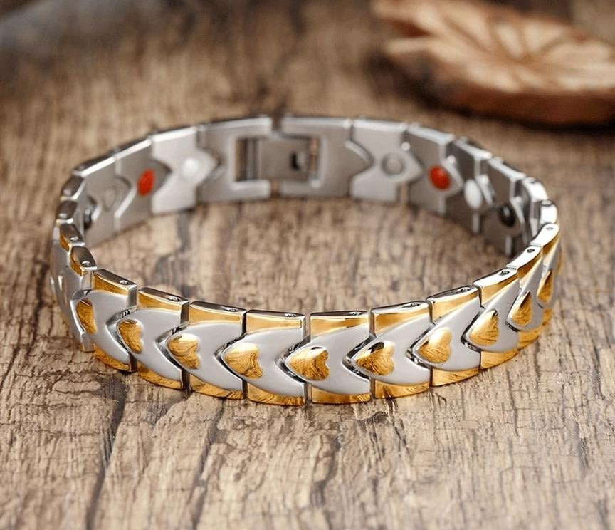 Golden & Silver color Original Neodymium Magnetic Bracelet with Negative ION, FIR and Germanium Ball.